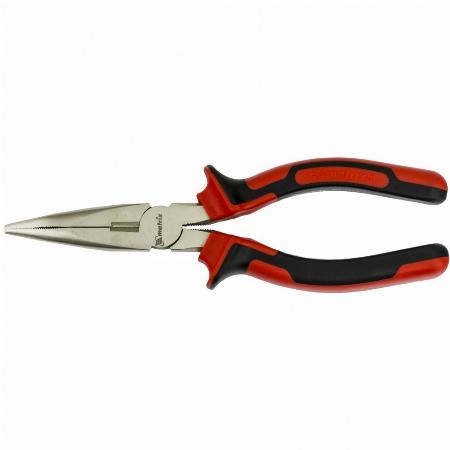 Длинногубцы изогнутые Nickel, 180 мм, никелированные, двухкомпонентные рукоятки Matrix