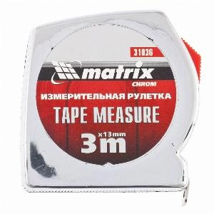 Рулетка Chrom,3 м x 13 мм,хромированный корпус Matrix