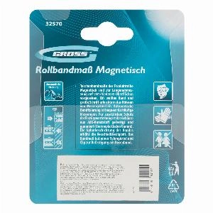 Рулетка Magnetisch 3 м х 16 мм,обрезиненный корпус,автоматическая фиксация,Нейлоновое покрытиеытие,зацеп с магнитом Gross