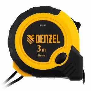 Рулетка 3мx16мм, двухкомп. корпус, кнопка-пауза Denzel