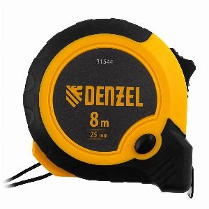 Рулетка 8мx25мм, двухкомп. корпус, кнопка-пауза Denzel
