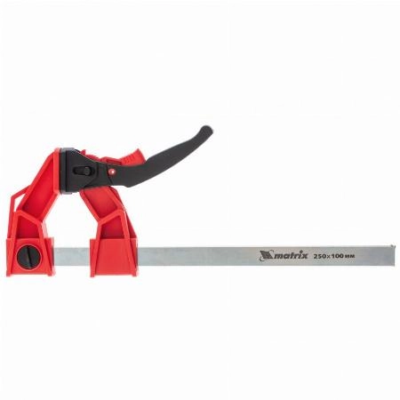 Струбцина реечная быстрозажимная, усиленная, пластиковый корпус рычажно-храповой механизм, 250 х 100 х 401 мм, штанга 5 х 22