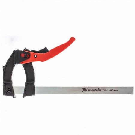 Струбцина реечная быстрозажимная, пластиковый корпус рычажно-храповой механизм, 250 х 90 х 340 мм, штанга 5 х 20 мм Matrix