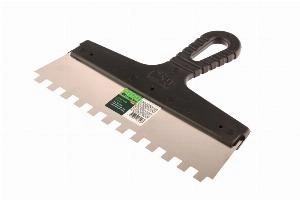 Шпатель из нержавеющей стали, 250 мм, зуб 10 х 10 мм, пластмассовая ручка Сибртех