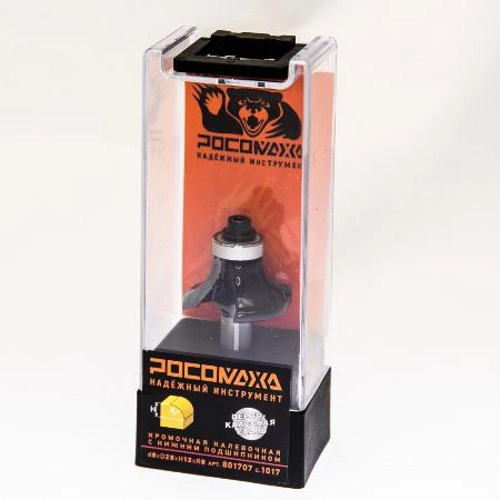 Фреза кромочная калевочная с нижним подшипником d8*D28*H12*R8 "РОСОМАХА" серия 1017