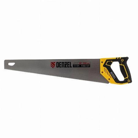 Ножовка по дереву, 500 мм, 11 TPI, зуб 3D, двухкомпонентная рукоятка Denzel