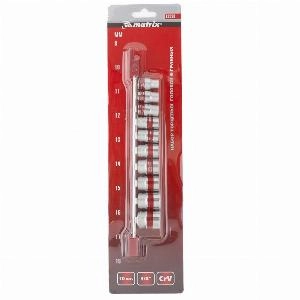 Набор торцевых головок, 3/8, шестигранные, CrV, 10 шт, 8-19 мм Matrix