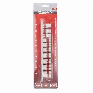 Набор торцевых головок, 3/8, двенадцатигранные, CrV, 10 шт, 9-19 мм Matrix